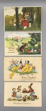 4 Antike Postkarten Ostern Alt