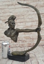 Unterzeichnet Amerikanische Indianer Krieger Messingskulptur Kunst Figur Statue