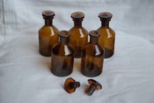 Steilbrust-Glasfläschchen, braunes Glas, 100 ml, 5 Stück, mit Glasstopfen