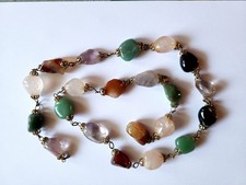 Trommelsteinkette, verschiedene hübsche polierte Steine, leider gerissen