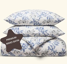 Amqua Satin Bettwäsche 135x200 Blumen Kissenbezug 80x80 weiche Bettwäsche