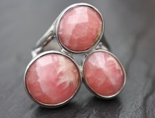GOLDJUNGE69 * YVESSE RING (21) 3x RHODOCHROSIT  FACETT * 925er SILBER