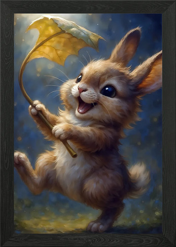 Happy bunny mit blattschirm - happy,