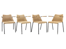 4 Stühle Armlehnen Korb Stuhl Herbert Hirche Santa Lucia 50er stapelbar W + S
