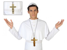 1 edles Kreuz GOLD Kirche Zubehör f. Kostüm Mönch Nonne Bischof Kardinal Kreuz