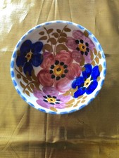 2 Schüsseln, klein, rund 13 cm, hoch 7 cm, Keramik, Spanien 70ger J. handbemalt