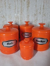5 alte EMSA Vorratsdosen orange Salz Zucker Mehl