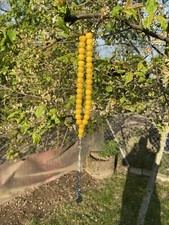 Original Osmanli Miskevi Tesbih Kehribar Sari Eski Malzeme A Kalite 34 Gr.