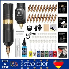 Tattoo Maschine Set mit 1600mAh Akku 20 Nadeln 7 Tinten Kabellos Komplett Zubehö