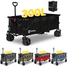 300L 200KG Bollerwagen Extralanger Handwagen Faltbar Transportwagen mit Bremsen