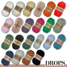 Drops 50 g Flora Uni Stricken Häkeln Schurwolle Öko-Tex Alpaka Filzen 22 Farben