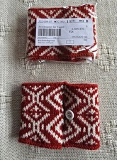 2 Tassenwärmer, rot-weiß,  gestrickt für Bechertassen 