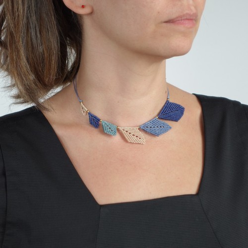 Makramee kette blaue - makramee,