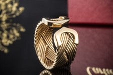 Cartier Ring C de Cartier Rar Offene Schiene geflochten in Gelbgold 750 Schmuck
