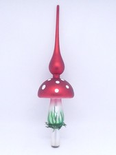 Christbaumspitze Baumspitze Decoris Glas Christbaumschmuck Fliegenpilz mit Moos
