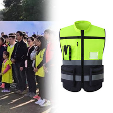 Warnweste Reißverschluss reflektierender Jacke Sicherheitsweste mit Tasche