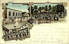 Litho Noßdorf Forst in der Niederlausitz, Restaurant mit Kegelbahn - 11179648