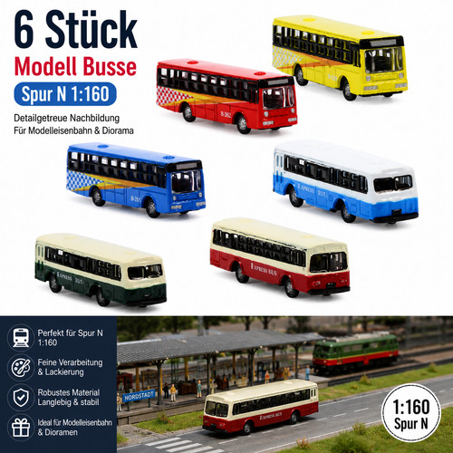 6stk modellbusse spur - spur, 1:160