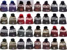 Unisex Adults American Football Cuffed Knit Hat With Pom Fleece lined 23