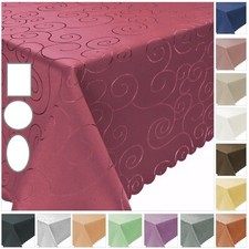 TISCHDECKEN BÜGELFREI  STOFF PFLEGELEICHT 60°WASCHBAR Eckig Rund Oval GARTEN.