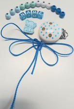 Schnullerkette Zum Basteln mit  Wunschname🍼Holz🍼Junge 🍼Elefant🍼Clip