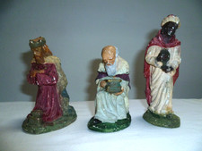 Alte Gips Krippenfiguren - Die Heiligen Drei Könige  zum Herrichten 50erJahre