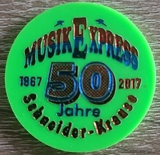 Fahrchip,Fahrkarte,Musik Express 50 JAHRE  (Grün) , Firma Schneider-Krause