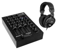 Omnitronic PM-311p DJ-Mixer mit Player Kopfhörer Set  3-Kanal Mischer MP3 Player