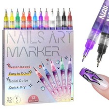 12 Farben Nail Art Stifte Set Nail Art Graffiti Stift DIY Nagel Zeichnen Malerei