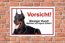 Schild Dobermann Vorsicht! Bissiger Hund! Betreten auf eigene Gefahr -S00017-029