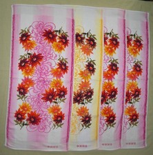 DDR chinesische Handtücher Set 4 Stück Blumen 34cm x 78cm unbenutzt TOP