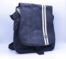 Crumpler Beefy Tasche Schwarz mit Weiß Linien, Leder, 13 Zoll Laptoptasche #78