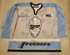 HAMBURG FREEZERS Trikot 20 PLACHTA, hellgrau-grau,  Metzen XXL ORIGINAL SIGNIERT