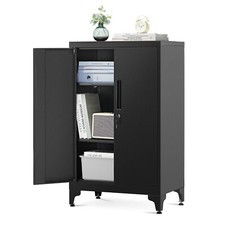 SONGMICS Aktenschrank Mehrzweckschrank 2 Türen abschließbar Stahl OMCDE012B01