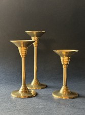 Silvestri Art Deco Set Vintage Kerzen halter Ständer Leuchter massiv Messing MCM