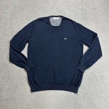 LACOSTE Herren Pullover XL Sweater Strickpullover Jumper Logo 28700 Blau