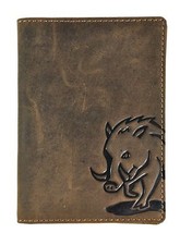 echt Leder Passhülle Etui Hülle Dokumenten Mappe Jockey Club Sau Wildschwein