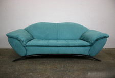 Rolf Benz Dreisitzer Couch Veloursleder Türkis Designer Sofa