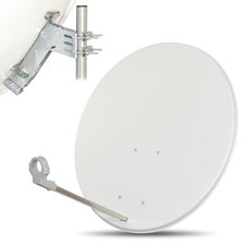 80cm Satelliten SAT Spiegel Schüssel Antenne Stahl HD HDTV UHD 4K hellgrau grau