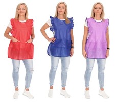 Chasuble Kasack Überwurf Schürze Dederon Nylon Nostalgie Rüsche Punkte