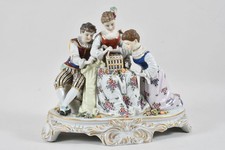 N92T27- Rudolstadt Volkstedt Porzellan Figurengruppe Kinder mit Vogelkäfig 