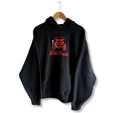 Gildan Black Oversized 2000s Vintage Hoodie with big Jeep Logo Print made in USA