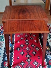 Couch-Club Tisch 2-er Set kl.+gr.,  Palisander/Travertin,Dänisch Design ca. 1960