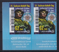 Moderne Privatpost MZZ Halle/S. 2017 Markenausgabe Sachsen-Anhalt-Tag ER-Paar **
