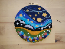 Filzbild Nadelfilz Bild mit Stickrahmen 20cm Handarbeit Landschaft