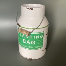 Blumen Topf Vase Shabby Chic Milchkanne Form *Planting Bag* Serie Keramik Weiß