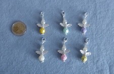 6 Engel Schutzengel Glücksbringer Anhänger Gastgeschenk Deko Perlen BastelnMini