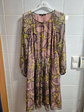 Midi-Seidenkleid, L.Cerano, Gr. 40, Fb. rosa, grün, kaum getragen, Zustand: gut