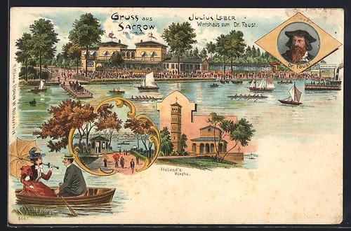 Lithographie sacrow potsdam - sacrow, /potsdam