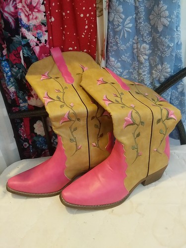 Cowboystiefel pink beige - pink/beige, neu!